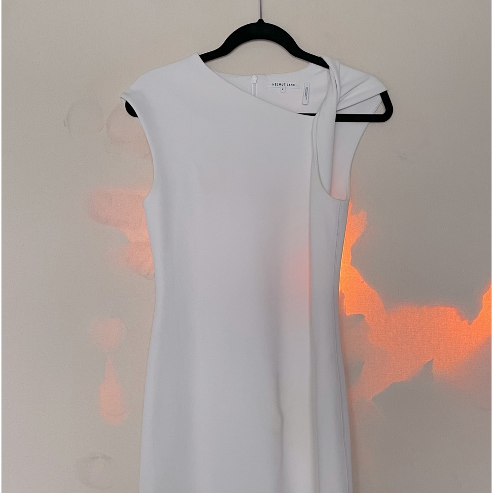 STUNNING CREAM WHITE COCKTAIL DRESS CAP SLEEVE W ASYMMETRICAL COLLAR